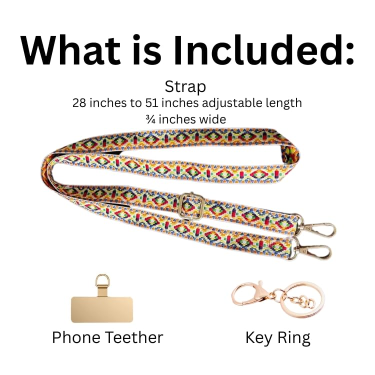 Image of Adjustable Phone Strap Cute Guitar Strap Designer Crossbody Bag, Perfect Womens Clear Bag Accessory Cell Phone Tether Lanyard