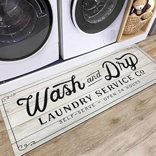 KOZYFLY Laundry Room Rug Runner 20"x48" Non-Slip Washable Mat - Kitchen Rugs, Waterproof Mudroom Floor Carpet, Farmhouse Decor, Light Grey, Wash and Dry