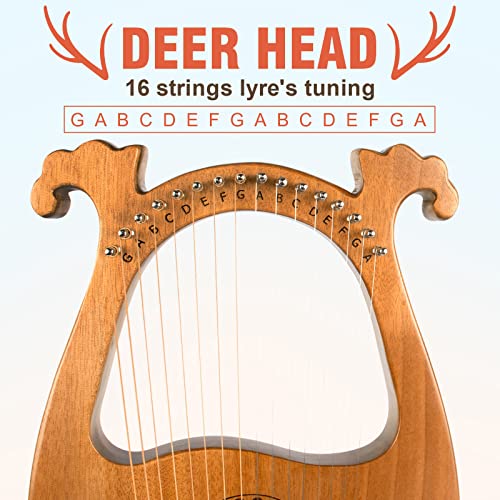 image for Lyre Harp, AKLOT 16 Metal Strings Mahogany Body Lyra Harp with Maple S