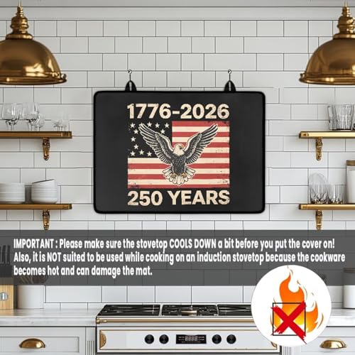 Image of 1776-2026 Glass Stove Cover Stovetop Protector Cover 4th of July Patriotic Electric Stove Top Protector Prevent Scratching Washer Dryer Counterto Cover Independent Day Home Decor