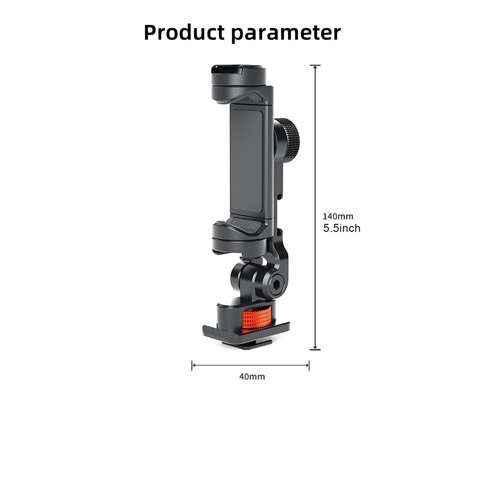 Accesorios Coche Porta Smartphone Supporto per Clip per Telefono in Metallo con Supporto per Scarpa Fredda per Rotazione del treppiede Staffa per Telefono per Action Cam per Smartphone(D)
