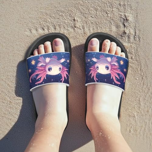 Doojoayie Anti Slp Slides for Kid Girls-Cute Axolotl Shower Shoes for Outdoor Beach4