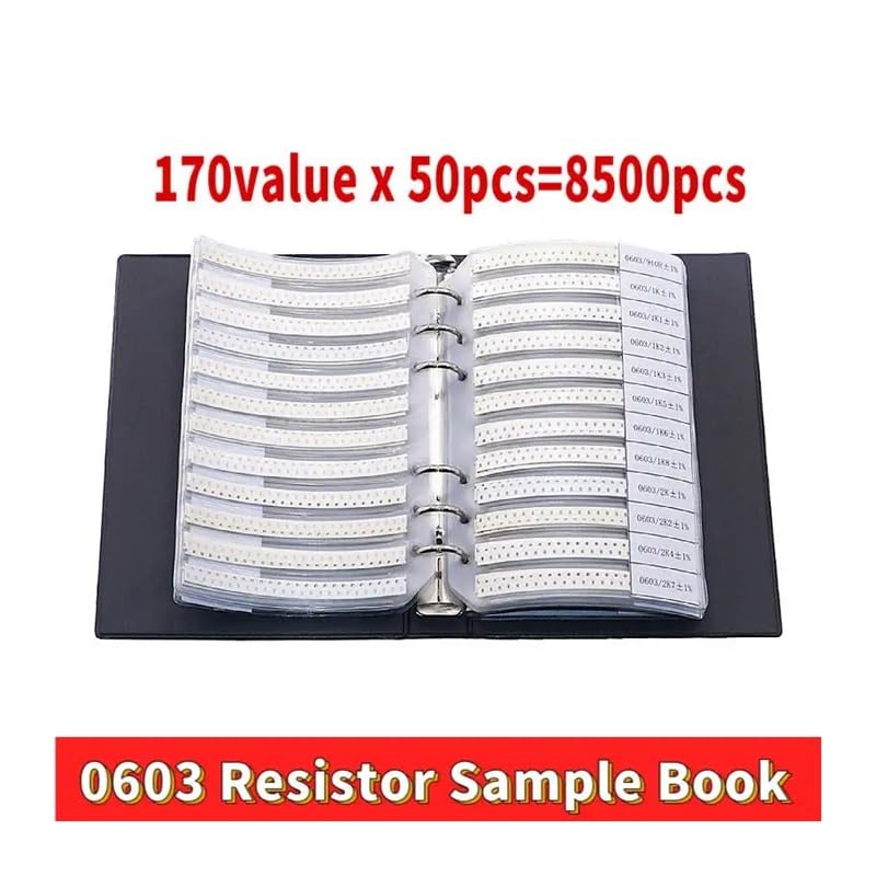 0402 0603 0805 1206 1% SMD SMT Chip Resistor Assortment Kit 170 Values Sample Book CZAOINCU(0603 x 4425pcs)