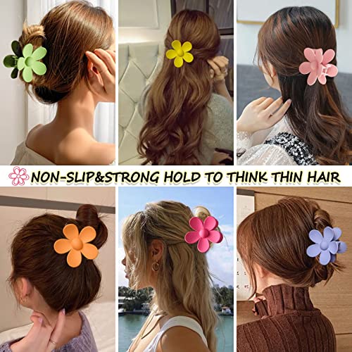 RVUEM-Hair-Claw-Clips-6-PCS-Flower-Hair-Clips-for-Women-Big-Jaw-Clips-Strong-Hold-Non-Slip-Hair-Catch-Clamps-Barrettes-6-Colors-Hair-Accessories-Hair-Clips-for-Thick-Thin-Hair
