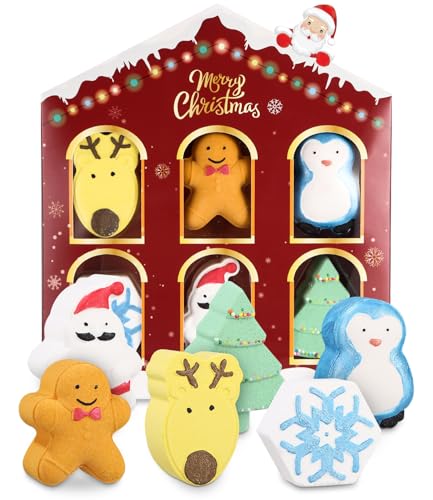 Birshe Bombas de Baño Set de Regalo de Bombas Baño Bombas de Baño Naturales Sales de Baño con Sales de Baño y Aceites Esenciales,Hecho a Mano Apto,Regalos de Cumpleaños,Navidad y para Niñas y Niños.