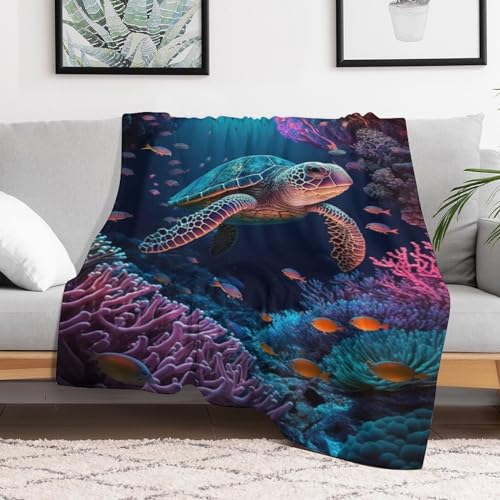 Manta de franela de tortuga marina 140x180 cm para sofá y dormitorio todo el año 3