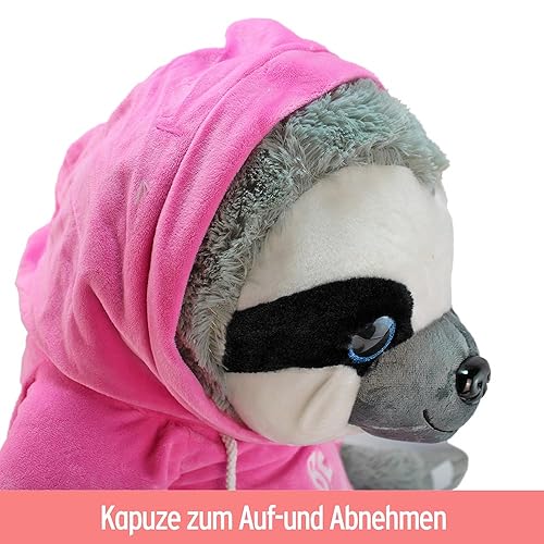 BEMIRO Riesen Faultier Kuscheltier - 100 cm Be Happy rosa, Kuscheltier mit Pulli, Kletthände zum anhängen, Plüschtier mit Hoodie