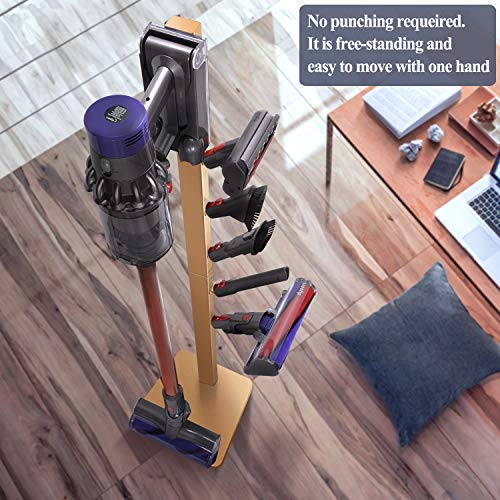 XIGOO Storage-Stand-Docking-Station-Holder Compatible with Dyson V11 V10 V8 V7 Cordless Vacuum Cleaners & Accessories, Stable Metal Organizer Rack, Brushed Gold