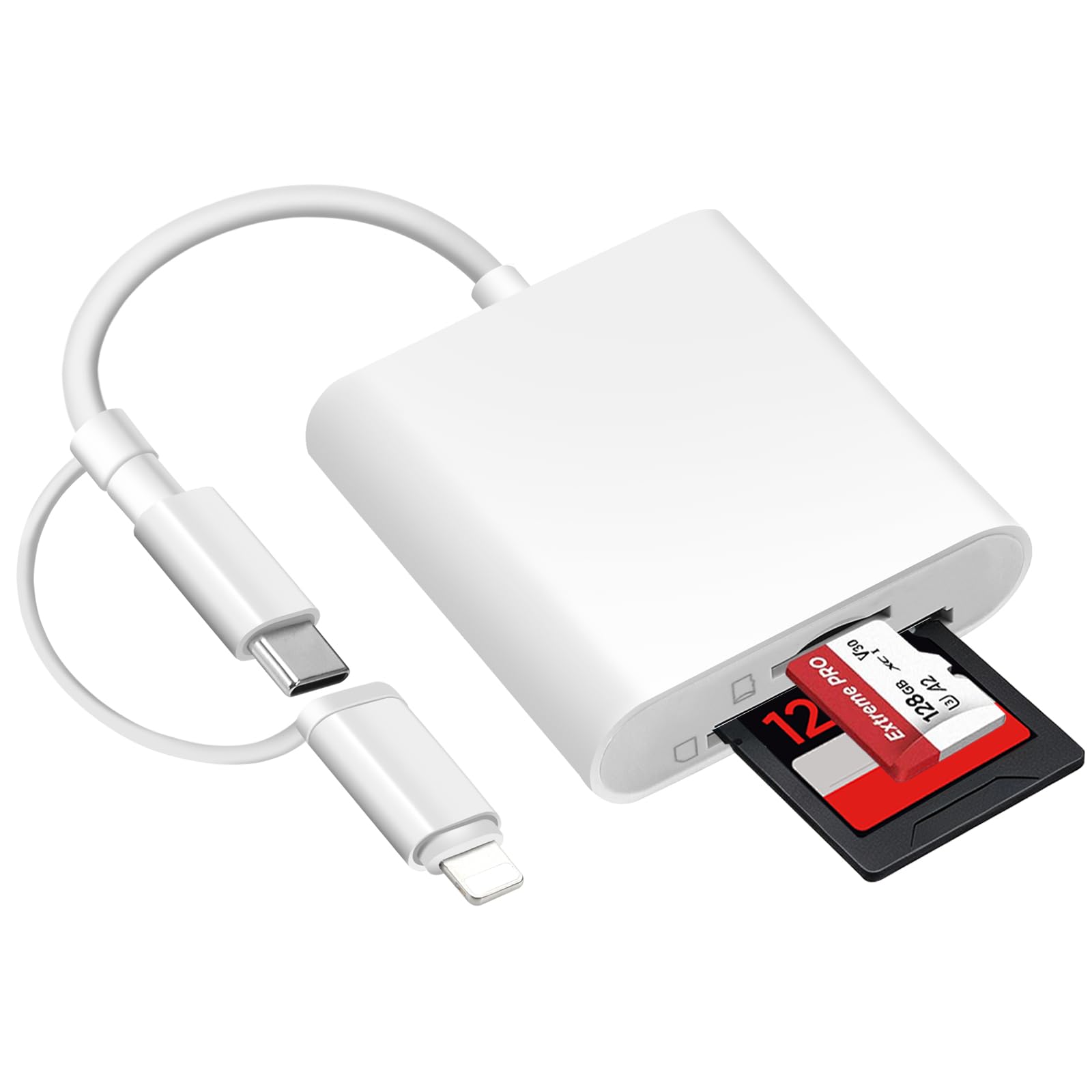 Lecteur de Carte SD Certifié Apple MFi USB-C & Lightning pour iPhone iPad Galaxy