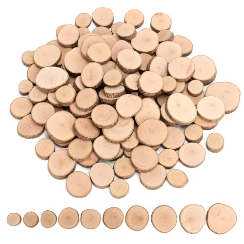 Wood Slices Set 120 Pcs Small Wooden Discs for Crafts 2-3cm/1-2cm Wooden Circles Smooth and Burr-Free Wood Slices for Craft and Arts Natural