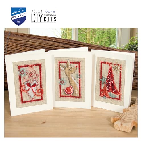 Image of Vervaco Counted Cross Stitch Greeting Card Kit Christmas (Set of 3) PN-0154080