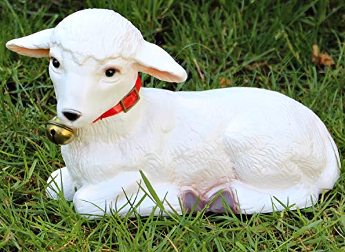 RAKSO Deko Garten Figur Dekofigur Gartenfigur Tierfigur weißes Lamm Lämmlein aus Kunststoff Höhe 16 cm