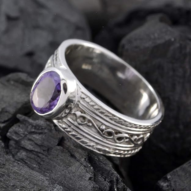 Image of 55Carat Choose Your Color Genuine Gemstone Sterling Silver Ring Band Vintage Handmade Jewelry Sizes 5-12