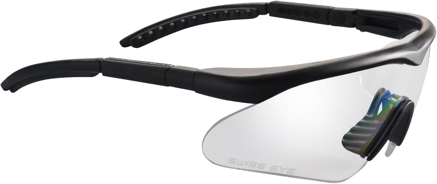 Swiss Eye® Raptor Set con Clip Adattatore per Occhiali Balistici, Occhiali da Tiro, Sportivi, Lenti Intercambiabili
