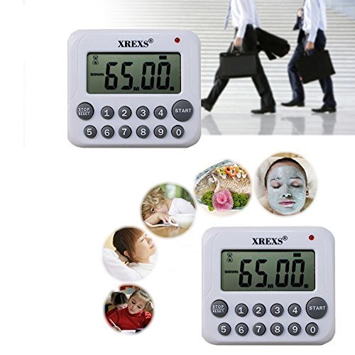 Xrexs Digital Kitchen Timer Magnetic Countdown Up Cooking Timer Clock With Magnet Back And Clip, Loud Alarm, Large Display Minutes And Seconds Directly Input-White (2 Battery Included) (Dc-12) #TOP5