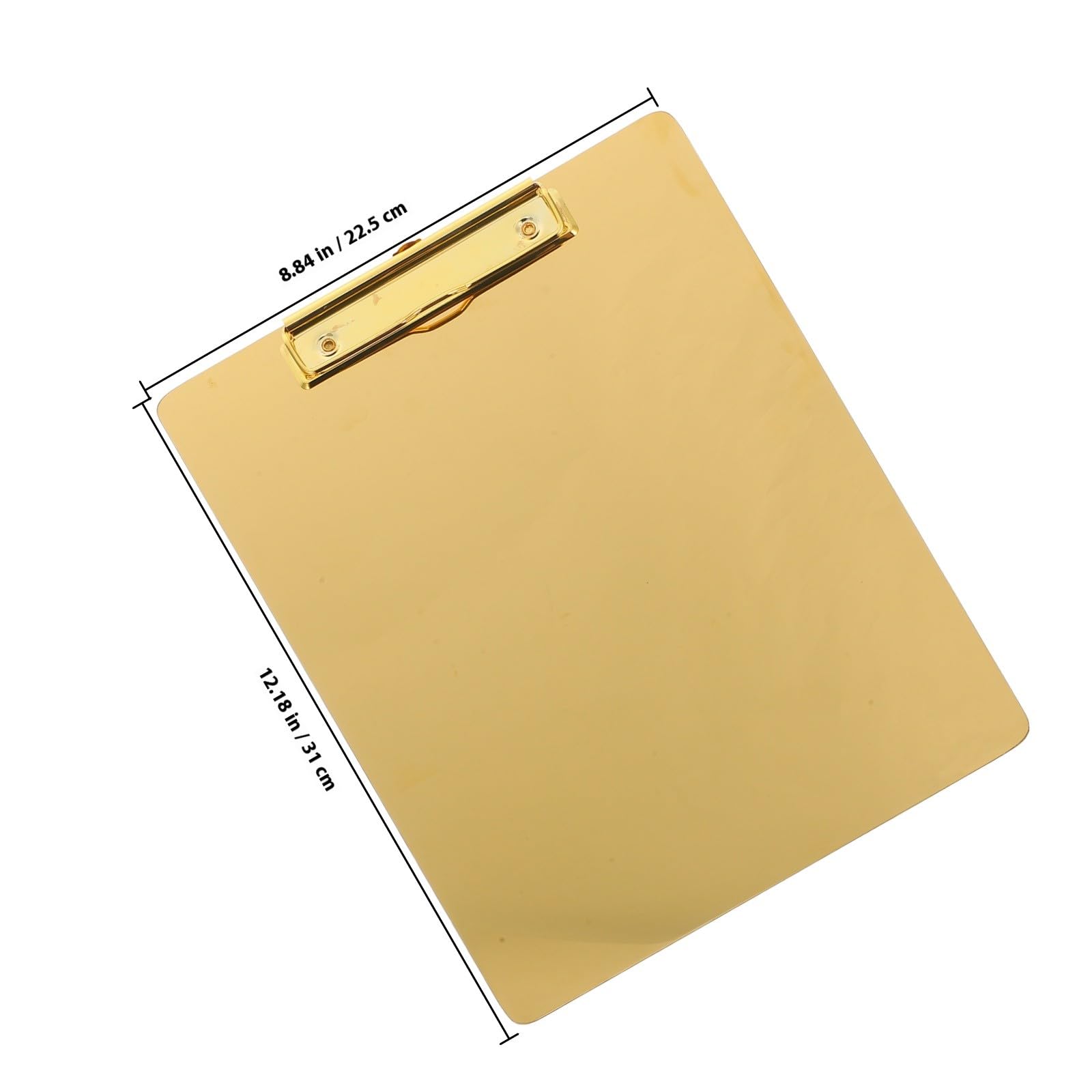 Porte-documents A4 en Acier Inoxydable Doré Surface Lisse et Coins Arrondis, Clip Papier Jusqu'à 100 Feuilles, pour Bureau et Maison