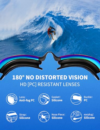 Image of Swim Goggles，2 Pack Swimming Goggles for Adult Men Women, No Leak Anti-Fog & UV, Wide Visio HD Mirror PC Lens