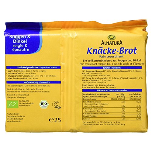Alnatura Bio Knäckebrot Roggen und Dinkel, 250 g