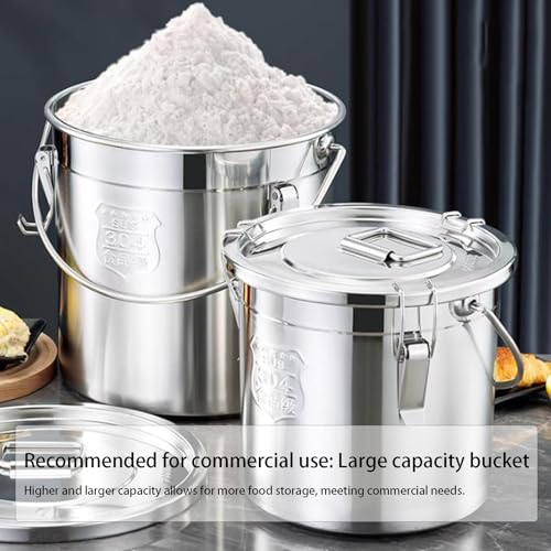 Contenitori in acciaio inox con coperchio, serrature e manico, contenitori multiuso per cereali, farina, riso, spezie