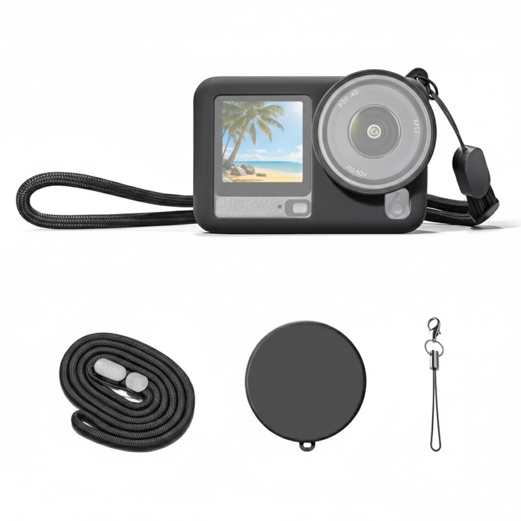 TEKTONIC Silicone Cover Compatible with DJI Osmo Action 6,Action Camera Silicone Case Protective Skin Cover with Detachable Lens Cover, Si licone Wrist Lanyard, Anti-Scratch Action. Camera Accessories