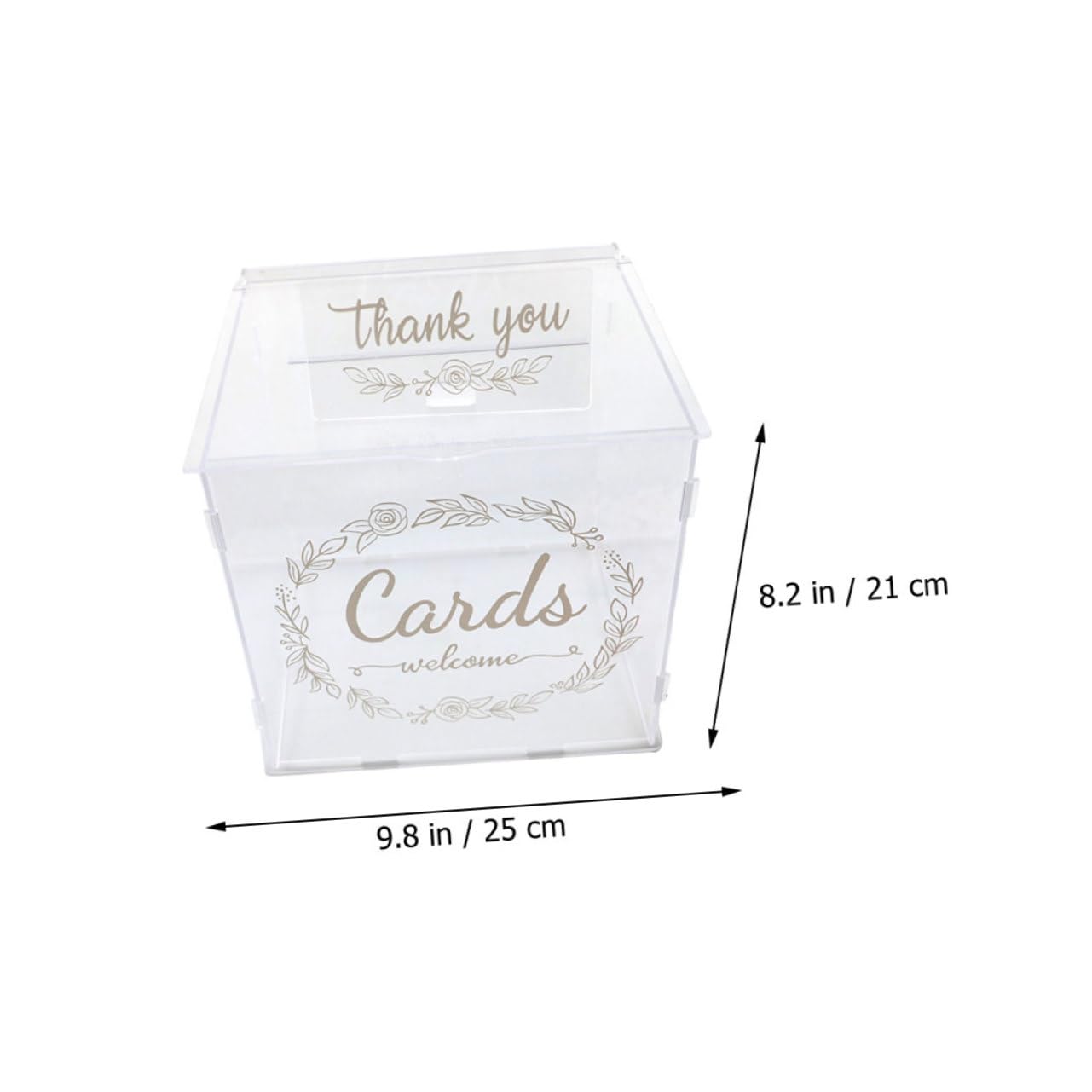 CIMAXIC Acrylic Wedding Card Box with Lock Envelop Storage for Cards Money Elegant Patterned Design for Reception Decor