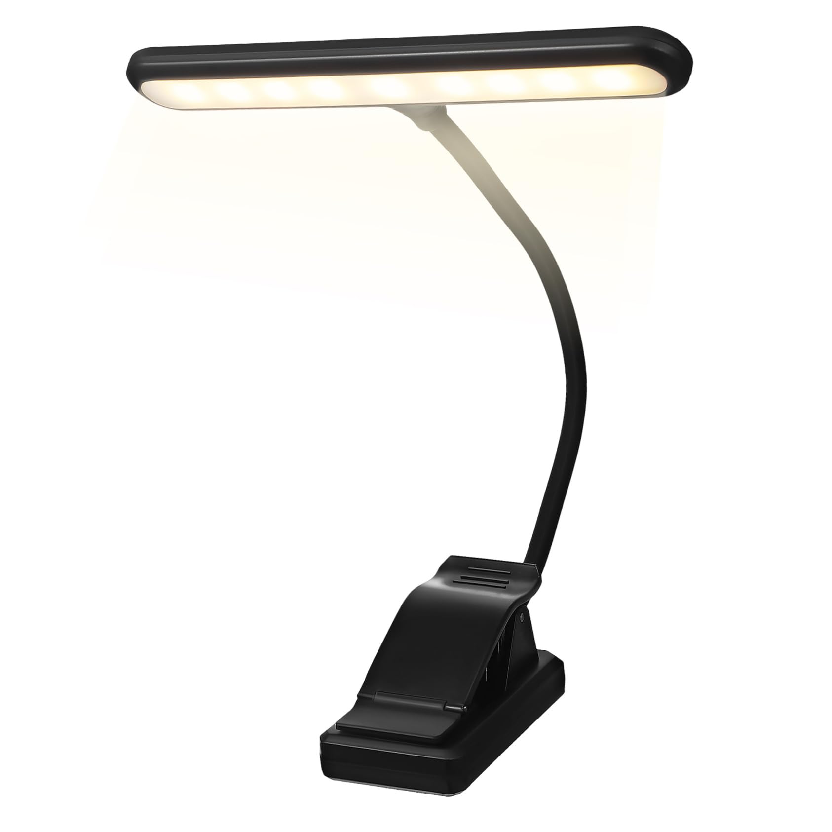 BESPORTBLE Lampada LED da Leggio Clip Ricaricabile 1000 Mah Nera