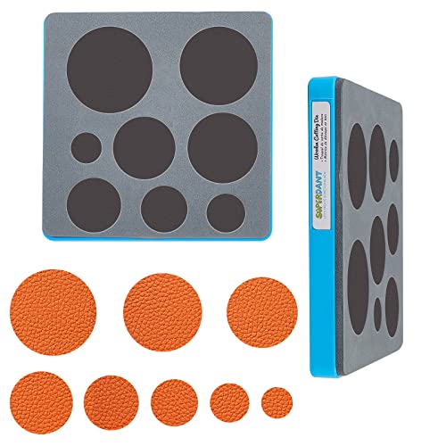 SUPERDANT Molde de corte redondo de couro, 8 tamanhos, para fabricação de brincos redondos, sobreposição, efeito oco, máquina de corte de madeira para mulheres, chaves, crianças, mochilas, bagagem,