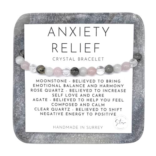 Anxiety Relief Gemstone Bracelet - Crystal Bracelet for Anxiety - Crystals for Calm and Help with Anxiety - Healing Crystal Bracelet (6 inch small)