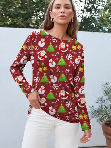 Image of AUTOMET Women's Long Sleeve Crewneck Shirts Casual Basic Tops