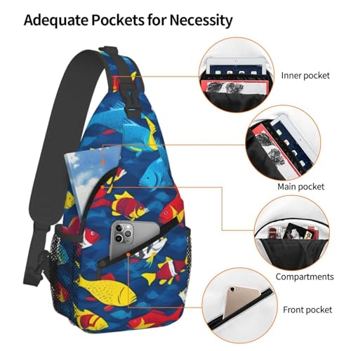 Mochila bandolera estampado tiburón unisex para viajes miniatura 4