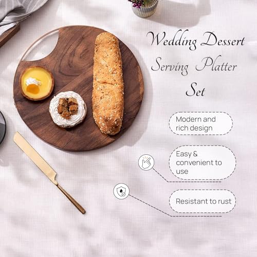 Image of nestroots Serving Platter Wooden for Dining Table | Dessert Serving Platter Cheese Board with Handle for Birthdays & Party Big Size | Cup Cake, Pizza (Copper)