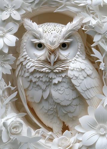 3D Owl Puzzles Paper Cut Art Puzzle 1000 Pieces for Adults, White...