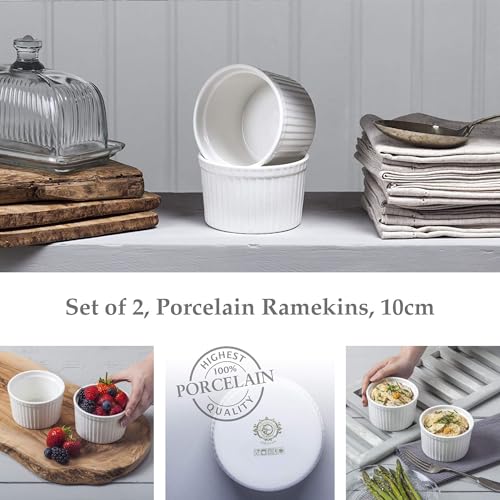 WM Bartleet & Sons 1750 TSET44 Set of 2 Traditional Porcelain Deep Ramekins 10cm Diameter– White - Image 3