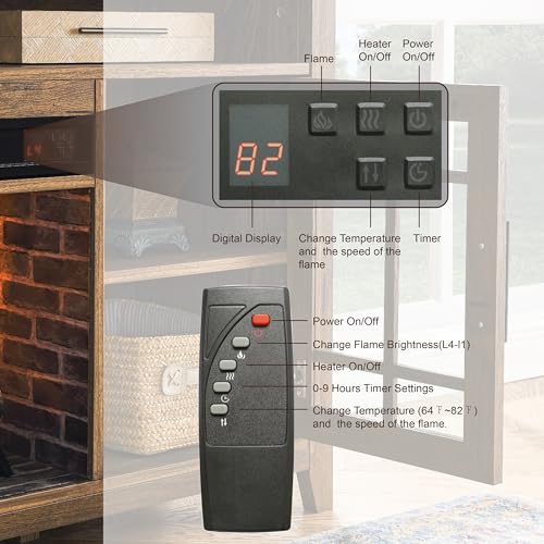 ESPIDOO 55 Inch TV Stand with Electric Fireplace: Rustic Reclaimed Barnwood Media Console with Infrared Quartz Heater & Storage - Home Office Entertainment Center for Remote Workers in Cold Climate Re - Image 5