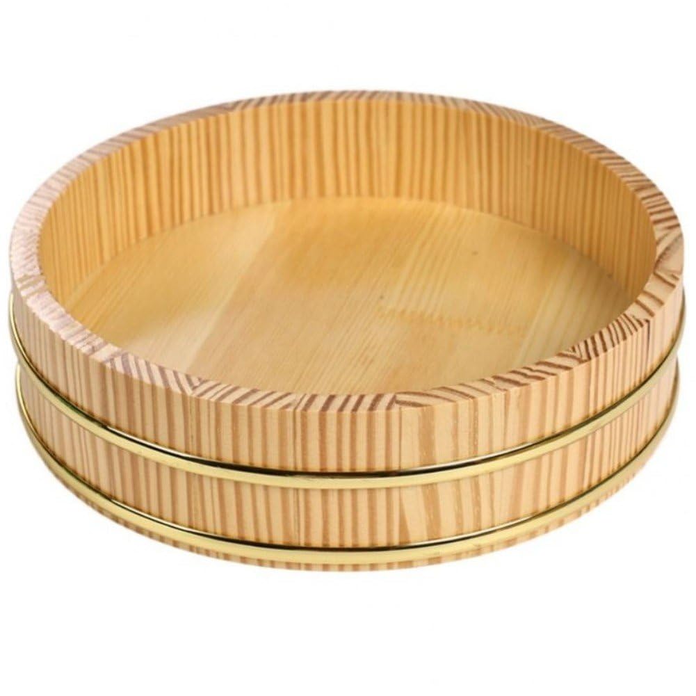 Fituenly Wooden Sushi Rice Bowl Hangiri, Traditional Sushi Oke Mixing Tub, Wood Rice Mixing Bowl for Sushi Making, Restaurant Kitchen Bamboo Tray