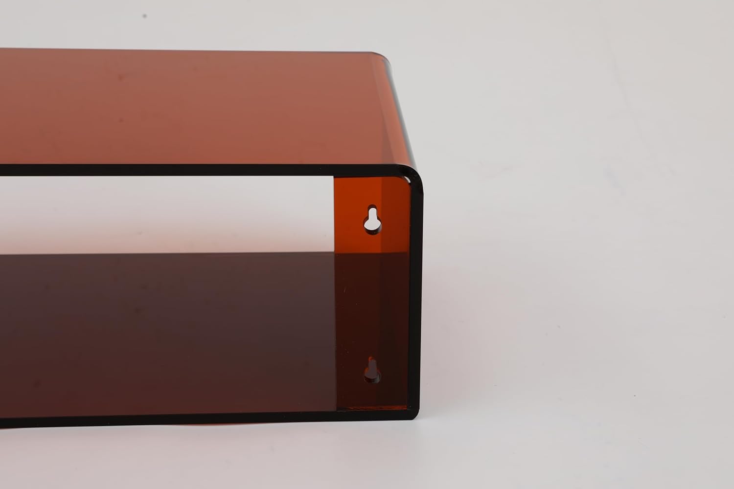 Acrylic Floating Shelves for Wall, Transparent Nightstand Wall-Mounted BedsideTable, Space-Saving Clear Acrylic Shelf for Figures, Home Décor, Plants (16.1''x 9.4''x 6.7'', Brown)