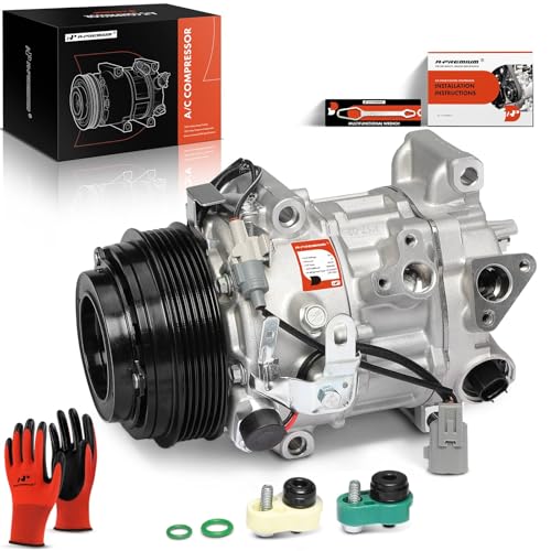A-Premium A/C Compressor with Clutch Compatible with Toyota Highlander 3.5L 2017-2019, For Rear A/C Only