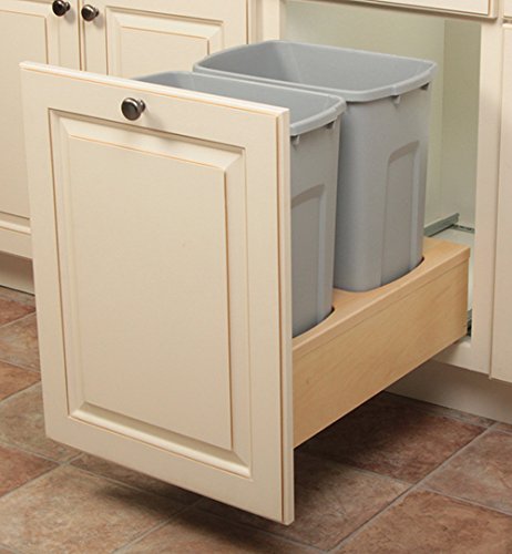 Soft Close, Door Mount Waste Bins with Wood Surround
