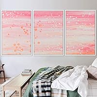 3 Piece Framed Canvas Wall Art Abstract Brushstroke Pink Pastel Liquid Canvas Prints Home Artwork Decoration for Living Room,Bedroom - 16
