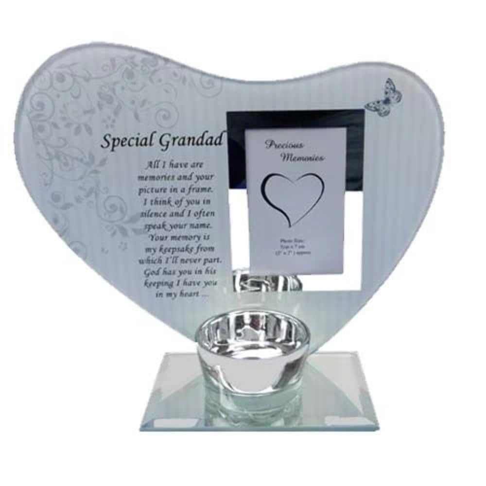David Fischhoff Light Special Grandad Heart Plaque & T- Holder Glass