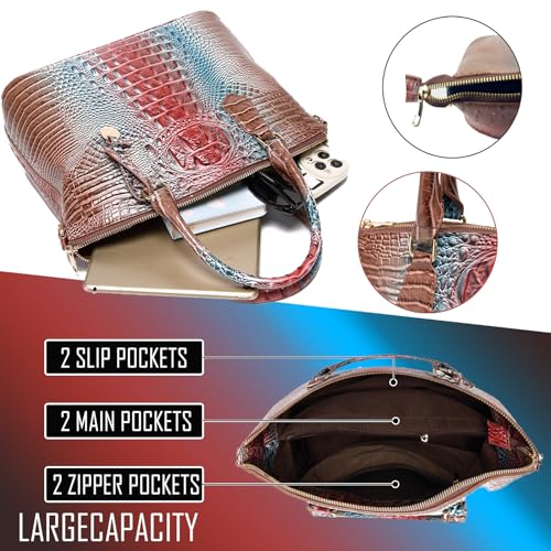 Image of Makcr Joacbv Women Purse Satchel Bag Long Crossbody Classy Tote Bag Top Handle Vegan Leather Ladies Handbags Embossed Pattern