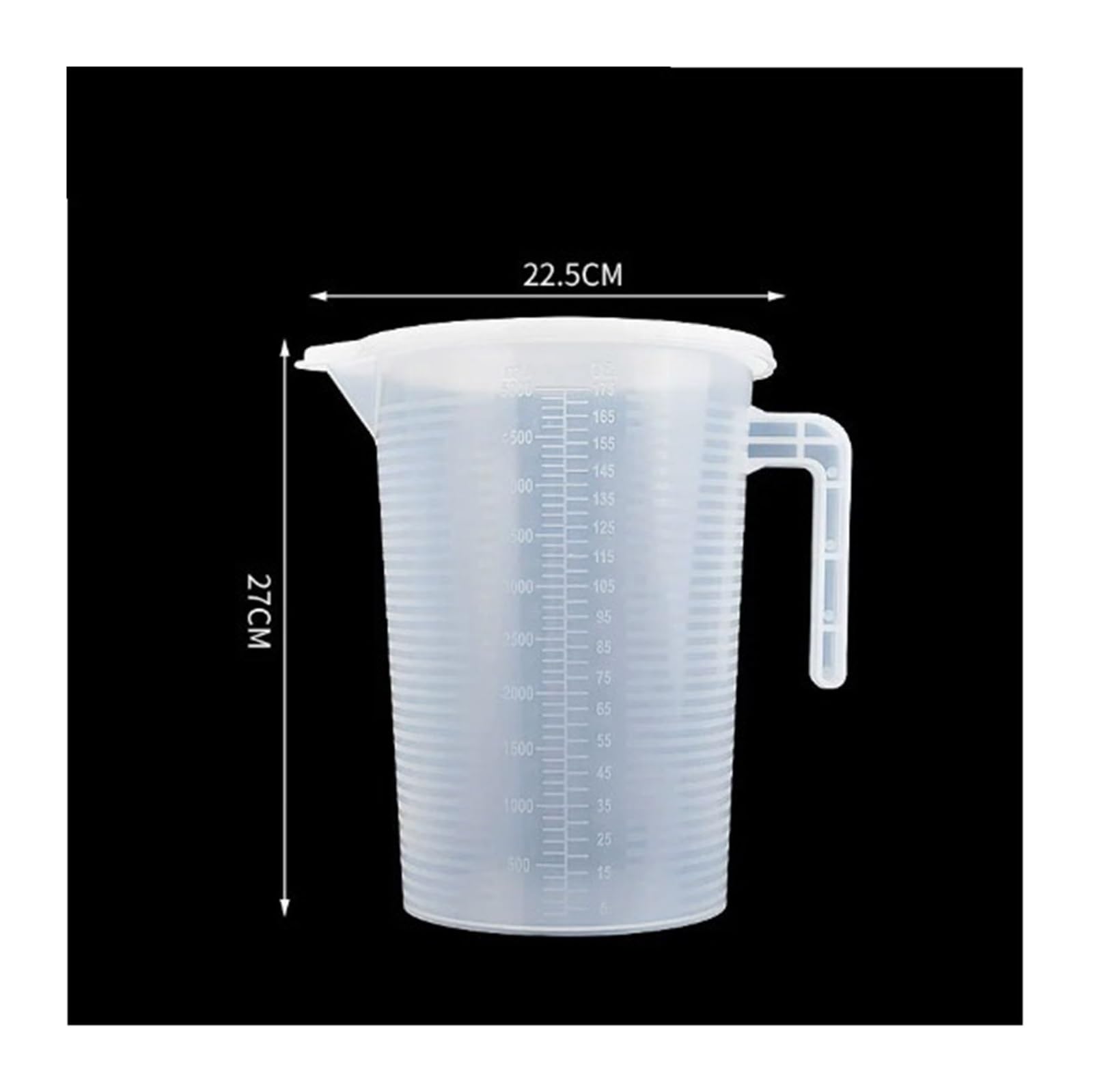 Vaso medidor graduado de plástico de gran capacidad con tapa, vaso mezclador transparente for uso en cocina y laboratorio(5000ml(with a lid))