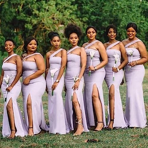 One Shoulder Satin Bridesmaid Dresses Mermaid Prom Dress Long Bodycon Formal Wedding Dress for Women4