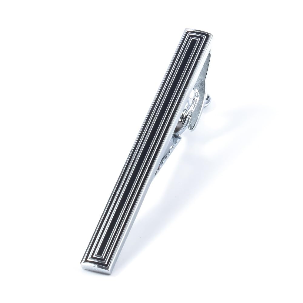 Set di Gemelli con fermacravatta rettangolari in Metallo galvanizzato. Gemelli con fermacravatta.