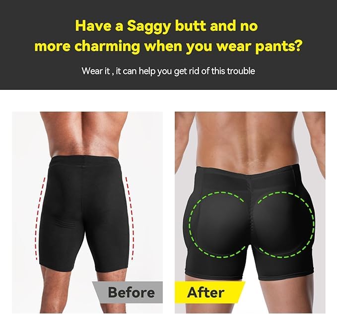 Men Butt Padded Underwear Shapewear Tummy Control Butt Enhancing Underwear with Removable Padded4