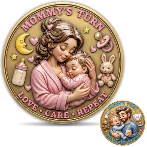 Decision Coin for New Parents, Funny Baby Gift for Mom and Dad, UV Challenge Coin