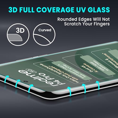 Image of ArmourPro Military Grade UV Tempered Glass Compatible For Realme P4 Pro 5G (6.8 Inch) With Easy UV Installation Kit | Edge To Edge Full Screen Coverage | Crystal Clear, Pack of 2