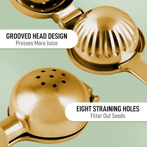Image of Zulay Kitchen Lemon Squeezer Stainless Steel - Premium Quality, Heavy Duty Solid Metal Squeezer Bowl - Large Manual Citrus Press Juicer and Lime Squeezer Stainless Steel - Gold