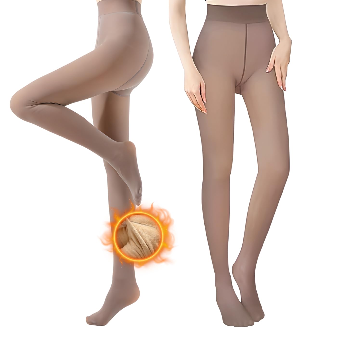 BDLLMDES Fleece Lined Tights for Women, Warm Fake Sheer Pantyhose Leggings Thick Translucent Thermal Stockings