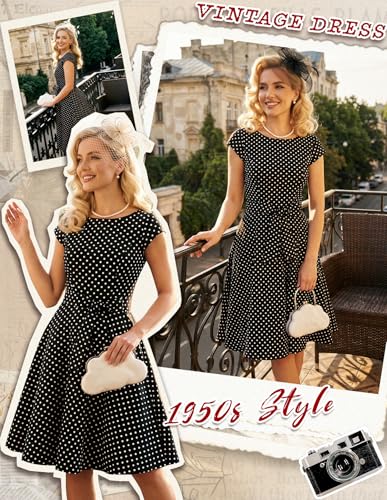 Image of Dressystar Women's Vintage 1950s A Line Cap Sleeve Cocktail Party Dress